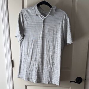 Men's Lululemon light blue and grey Striped Polo Shirt